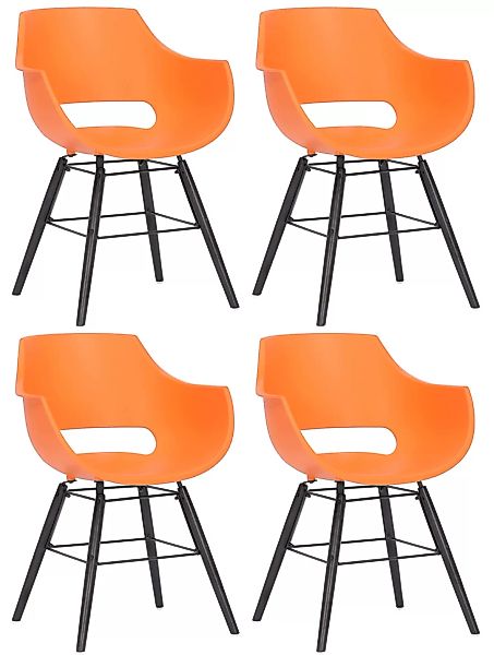 4er Set Stühle Skien Kunststoff schwarz orange günstig online kaufen