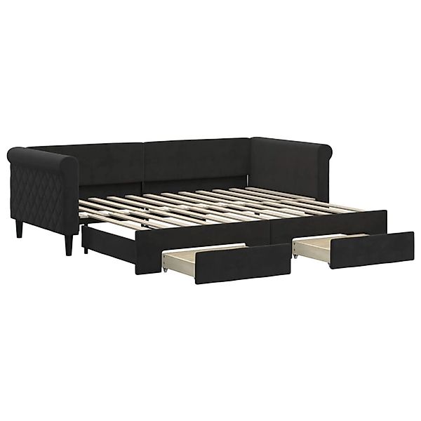 vidaXL Bett Tagesbett Ausziehbar mit Schubladen Schwarz 90x200 cm Samt günstig online kaufen