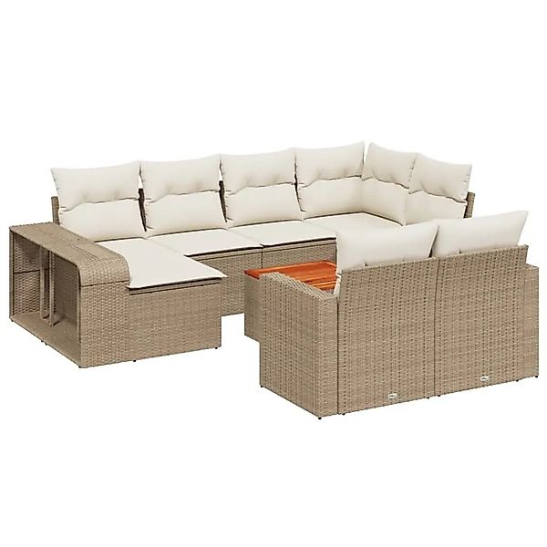 vidaXL 11-Tlg Garten-Sofagarnitur mit Kissen Beige Poly Rattan 3261308 günstig online kaufen