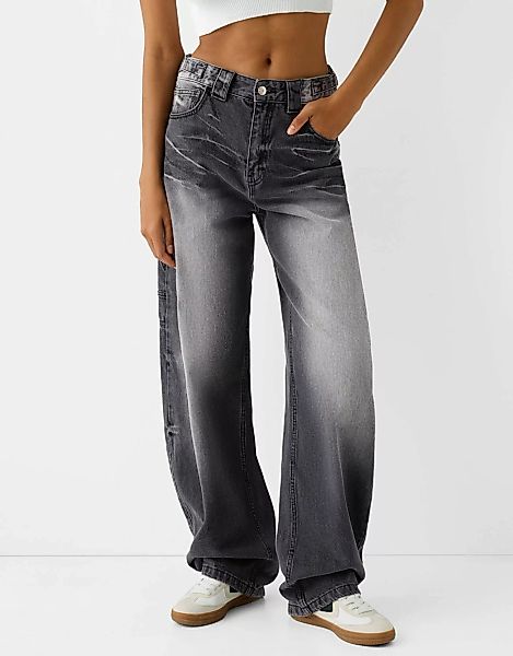 Bershka Baggy-Jeans Im Workwear-Look Damen 40 Schwarz günstig online kaufen