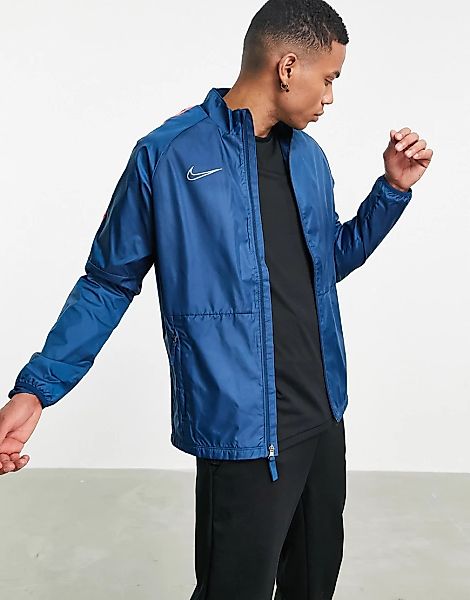 Nike – Repel Academy – Jacke mit durchgehendem Reißverschluss in Blau-Mehrf günstig online kaufen