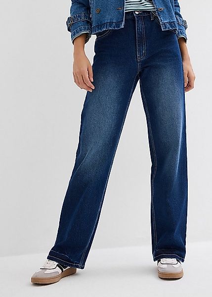 bonprix Weite Jeans loose fit Passform, hoher Bund, aus überwiegend Baumwol günstig online kaufen