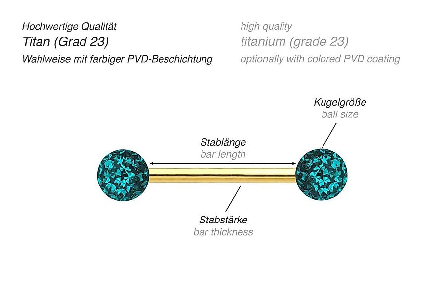 PIERCINGLINE Brustwarzenpiercing Titan Barbell EPOXY-KUGELN (Barbells günstig online kaufen