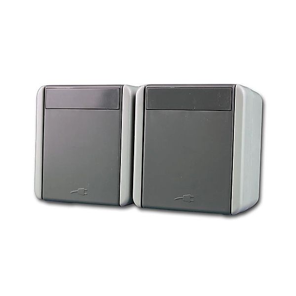 TEM Fontana Doppel Steckdose Horizontal Grau 250V16A IP44 günstig online kaufen