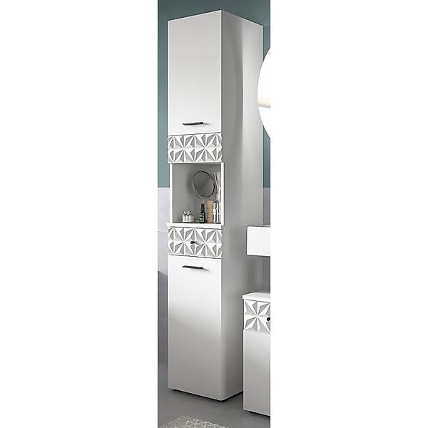 Inn.Furn Badezimmer Hochschrank in Weiß Hochglanz 35 x 187 cm Relief günstig online kaufen