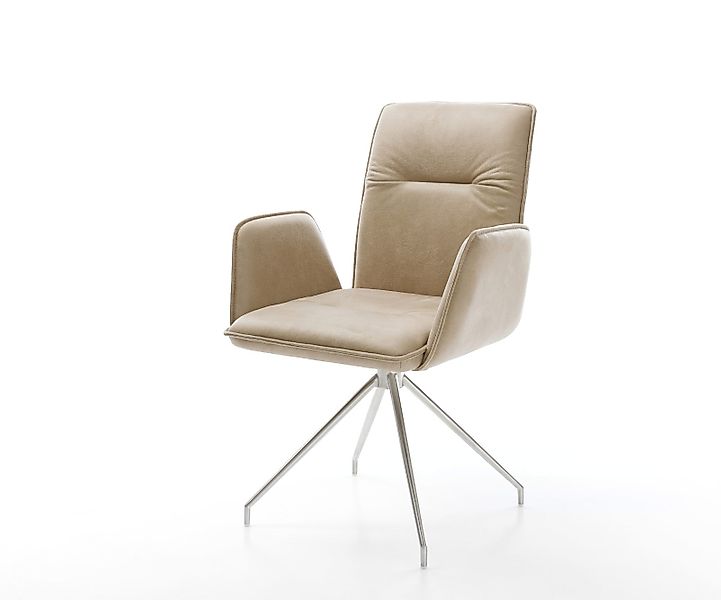 Esszimmerstuhl Vinja-Flex Mikrofaser Beige Vintage Kreuzgestell konisch Ede günstig online kaufen
