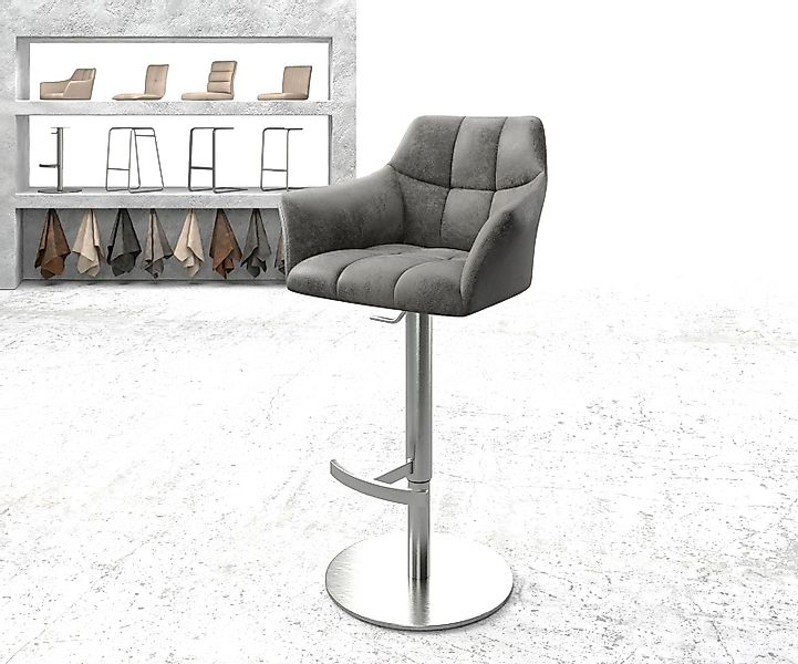 Barstuhl Yulo-Flex Vintage Grau Drehfuß höhenverstellbar Edelstahl günstig online kaufen