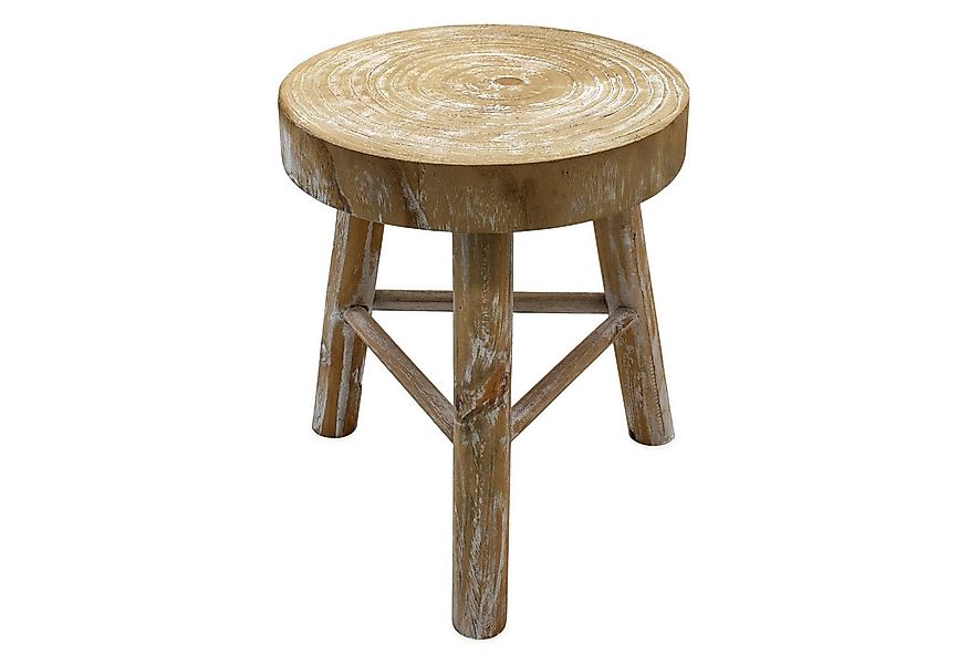 Spetebo Blumenhocker Holz mit 3 Beinen white washed - Ø 35 cm (Stück, 1 St. günstig online kaufen