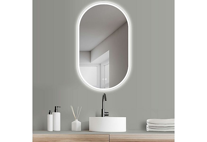 HOKO Badspiegel LED Design Antibeschlag Wandspiegel Oval + LED Wechsel (War günstig online kaufen