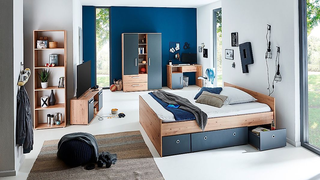 arthur berndt Jugendzimmer-Set "Alessio, Anthrazit mit Artisan Eiche Dekor, günstig online kaufen