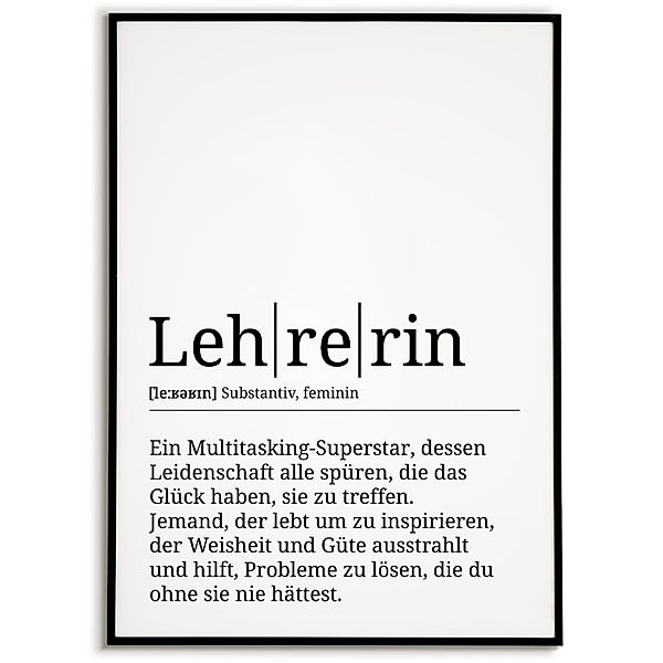 Tigerlino Poster Lehrerin Definition Wandbild Lehramt günstig online kaufen