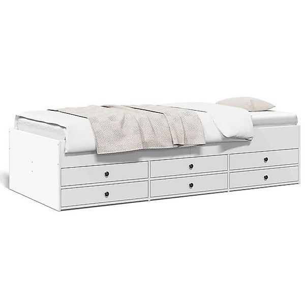 vidaXL Bett, Tagesbett mit Schubladen Weiß 100x200 cm Holzwerkstoff günstig online kaufen