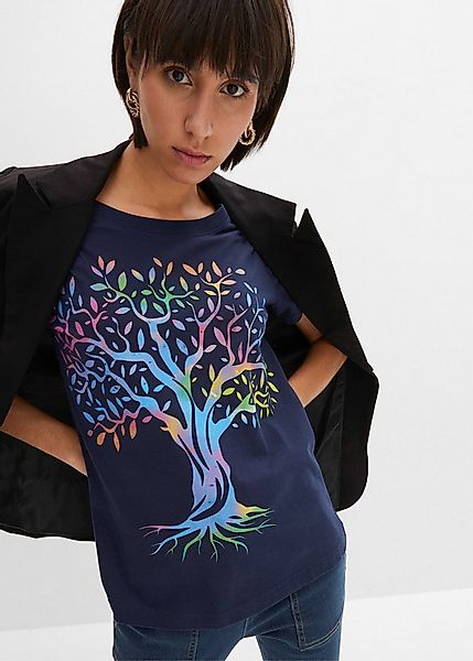 bonprix T-Shirt Loose Fit, Kurzarm-Design, aus Baumwolle, mit farbenfrohem günstig online kaufen