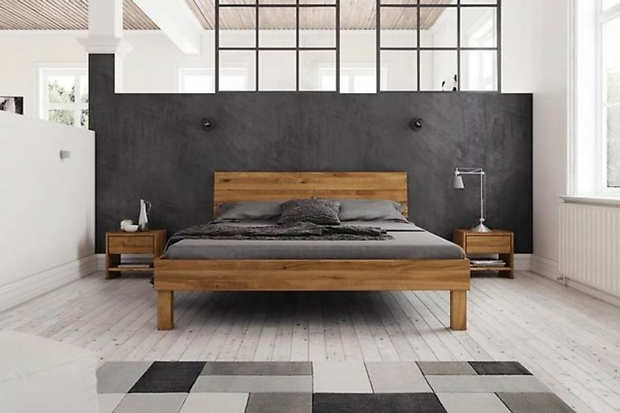 Natur24 Einzelbett Bett Zigo 1 Wildeiche massiv 90x200 mit Holzkopfteil und günstig online kaufen