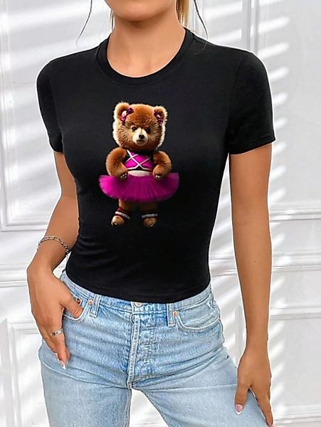 RMK Print-Shirt Damen Shirt Top kurzarm Freizeit Rundhals "Cat Katze" in Un günstig online kaufen