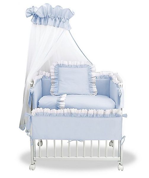 Babyhafen Beistellbett BABY Komplettbett Royal BLAU, Spitze-Weiß Stubenbett günstig online kaufen