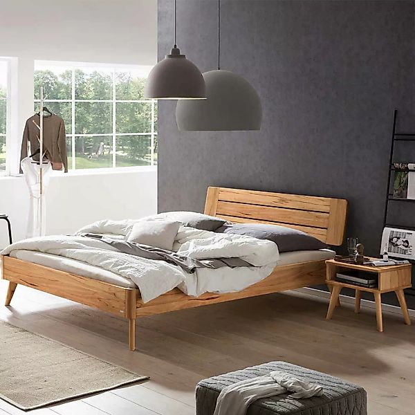 Wildbuche natur geölt Bett in modernem Design 140x200 cm günstig online kaufen