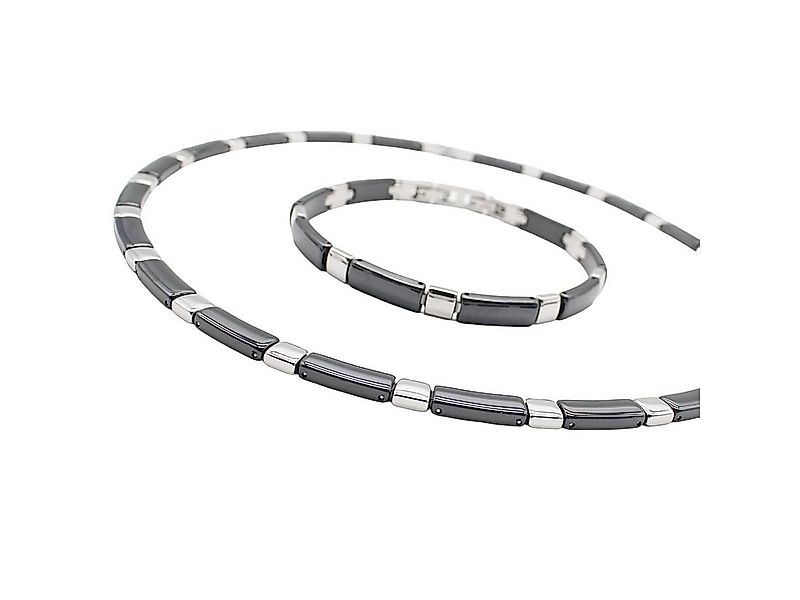 ELLAWIL Collier-Set Collier und Armband aus Keramik und Edelstahl Schwarz S günstig online kaufen