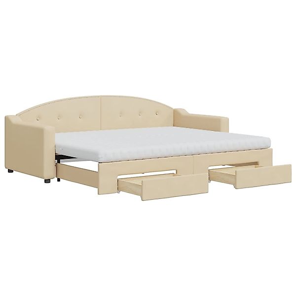vidaXL Tagesbett Ausziehbar mit Schubladen Creme 80x200 cm Stoff1898379 günstig online kaufen