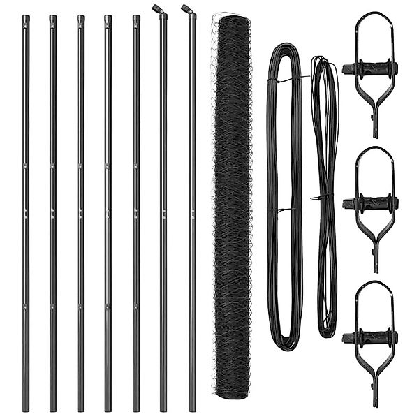 vidaXL Zaunpfosten Grau 10 x 1,6 m 36 mm Maschenweite Stahl und PVC 3352795 günstig online kaufen