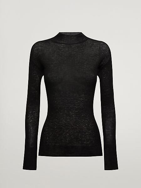 Wolford - Air Wool Contrast Top Long Sleeves, Frau, black, Größe: M günstig online kaufen