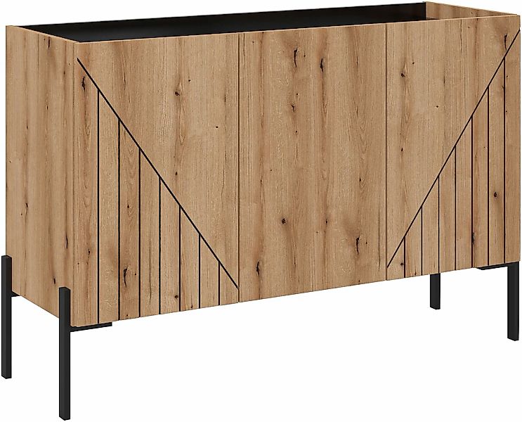 INOSIGN Sideboard "SNETT, Breite: 122cm, mit Metall-Stabfüßen, 3 Türen, 3 E günstig online kaufen