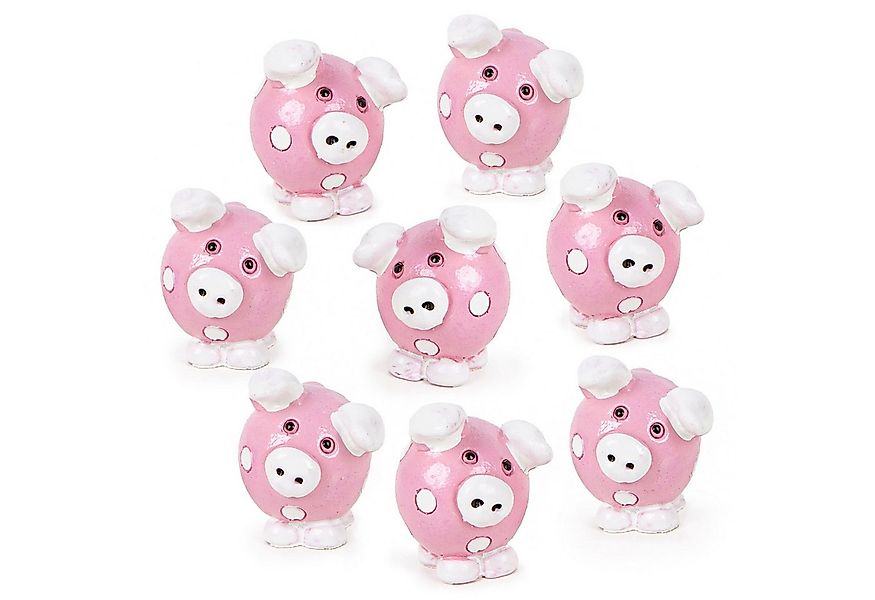 Logbuch-Verlag Dekofigur 8 Mini Glücksschweinchen rosa weiß kleine Glücksbr günstig online kaufen