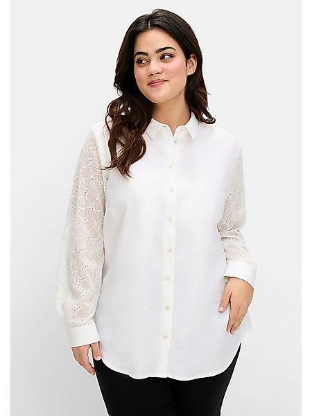 Sheego Hemdbluse Große Größen im Leinen-Mix, mit Ärmeln aus Spitze günstig online kaufen