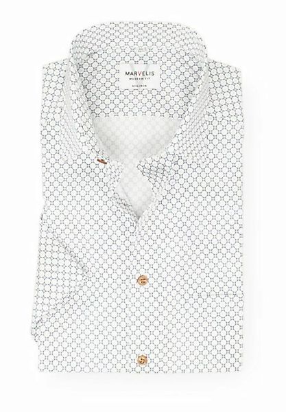 MARVELIS Kurzarmhemd Kurzarmhemd - Modern Fit - Muster - Weiß günstig online kaufen