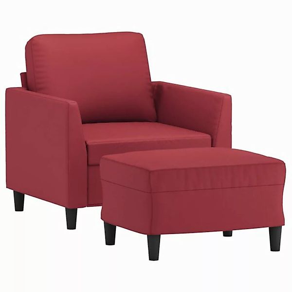 vidaXL Sofa Sessel mit Hocker Weinrot 60 cm Kunstleder günstig online kaufen