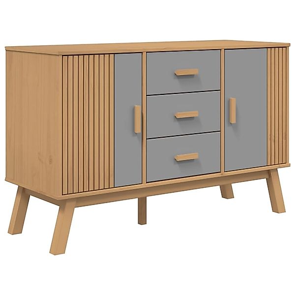 vidaXL Sideboard OLDEN Grau und Braun 114x43x73,5 cm Massivholz Kiefer 3585 günstig online kaufen