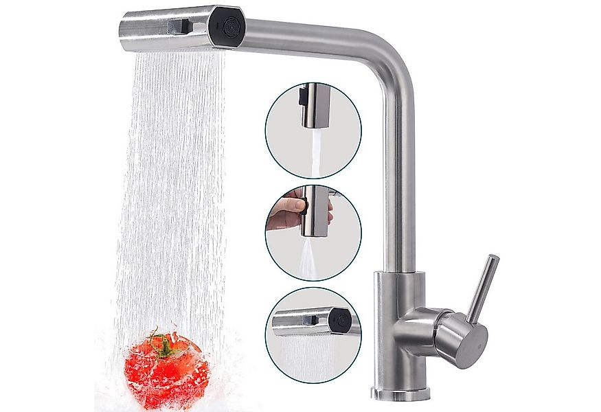 HOMELIVE Spültischarmatur Ausziehbar 360°Schwenkbar Drei Sprühfunktionen Sp günstig online kaufen