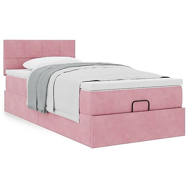 vidaXL Bett, Ottoman-Bett mit Matratze Rosa 100x200 cm Samt günstig online kaufen