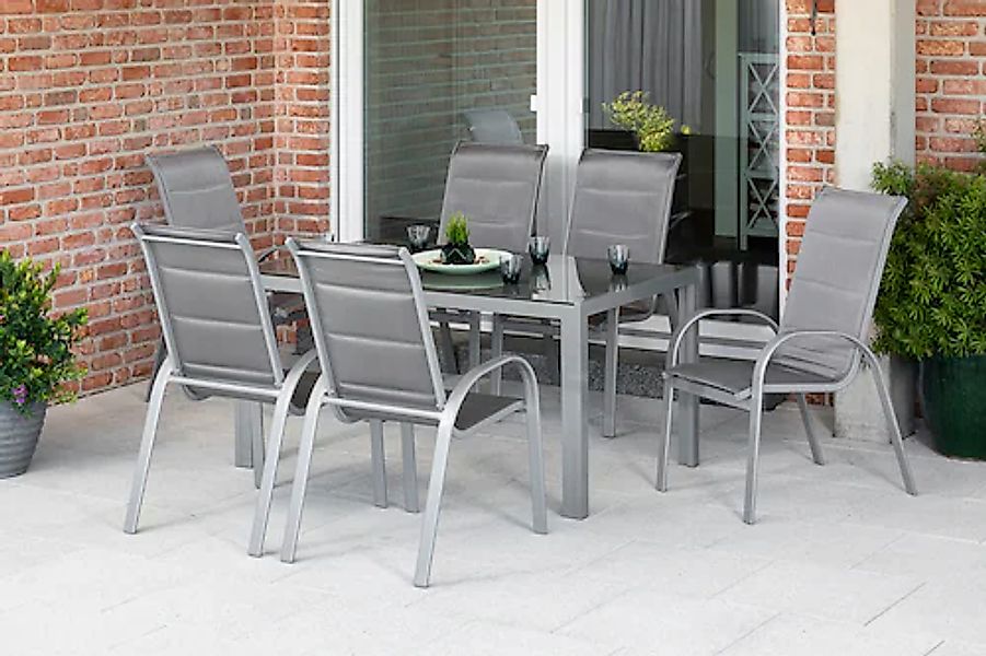 MERXX Garten-Essgruppe »Amalfi di lusso« 7 Stk. tlg. 4 Stapelsessel, Hochle günstig online kaufen
