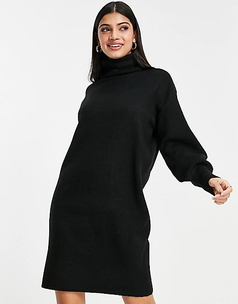 Pieces – Hochgeschlossenes Pulloverkleid in Schwarz günstig online kaufen