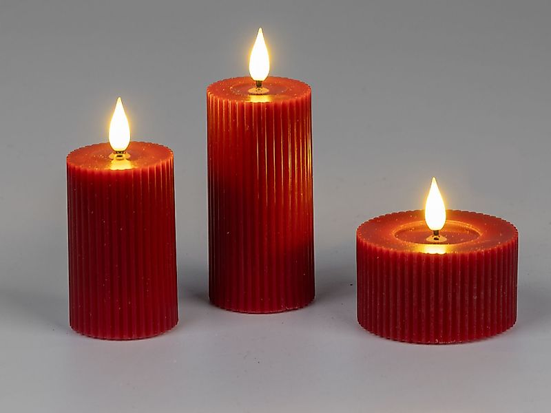 formano LED-Kerze, Farbe: Rot, Motiv: Rillen günstig online kaufen