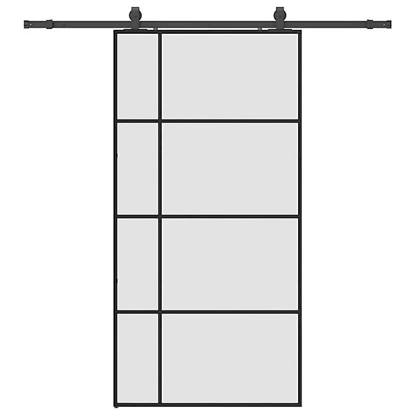 vidaXL Schiebetür mit Beschlag Schwarz 102,5x205 cm ESG-Glas 3375873 günstig online kaufen