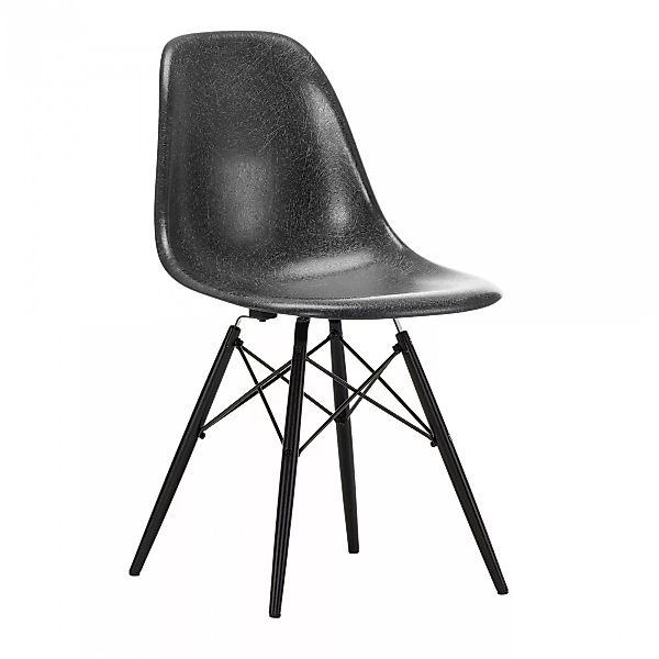 Vitra - Eames Fiberglass Side Chair DSW Ahorn schwarz - Elefantengrau/Sitzs günstig online kaufen