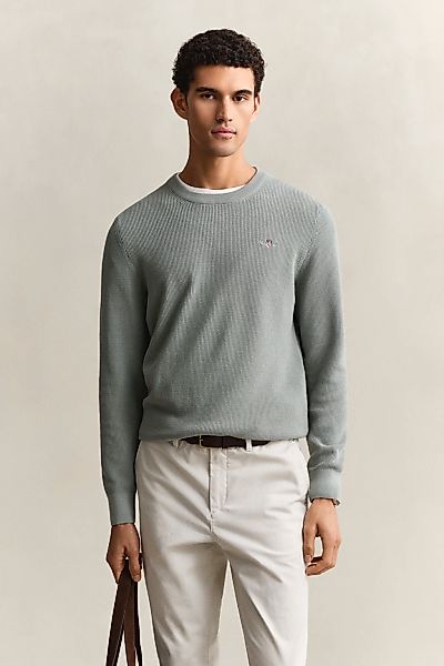 Gant Strickpullover "MICRO TEXTURED COTTON C-NECK" Regular fit mit Rundhals günstig online kaufen