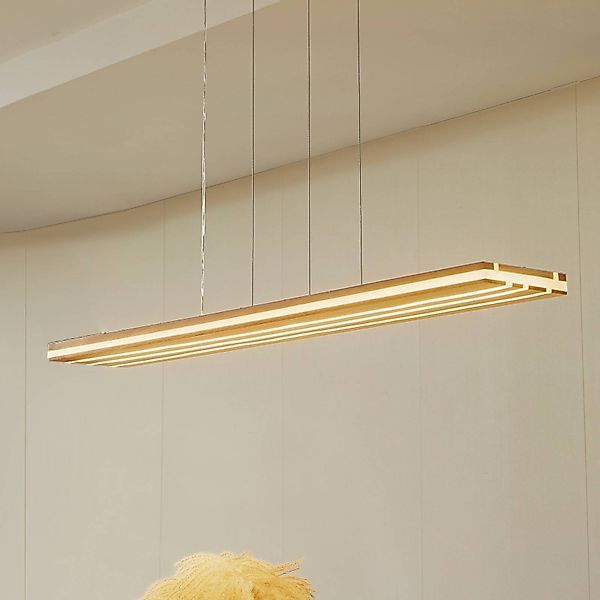 Lucande LED-Hängeleuchte Silja, Holz, Acryl, weiß, 3000K günstig online kaufen