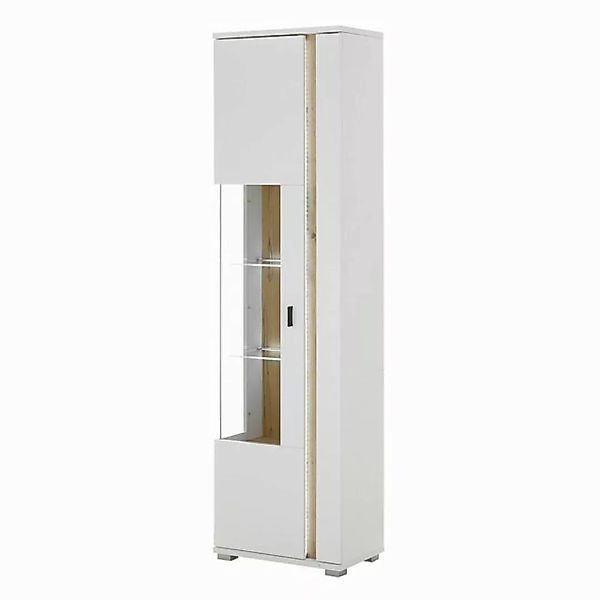 Lomadox Vitrine LOVENO-61 55 cm breit in weiß und Eiche günstig online kaufen