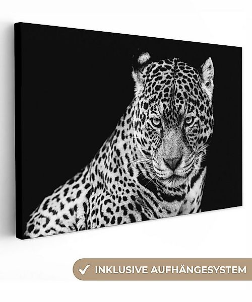 OneMillionCanvasses® Leinwandbild Leopard - Tiere - Schwarz - Weiß - Porträ günstig online kaufen