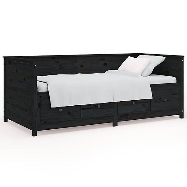 vidaXL Bett, Tagesbett Schwarz 75x190 cm Massivholz Kiefer günstig online kaufen