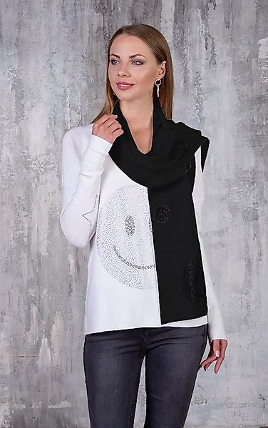 Passioni Strickschal mit Smiley-Motiven aus Strasssteinen günstig online kaufen