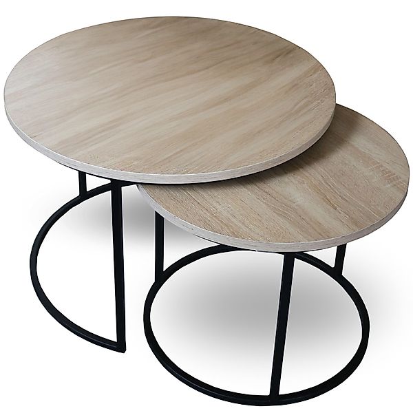 holz4home® Couchtisch Couchtisch 2er-Set MDF Sonoma Eiche I Runder Beistell günstig online kaufen
