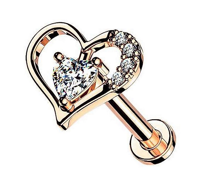 Taffstyle Piercing-Set Labret Piercing Stecker flach Kristall Herz Innengew günstig online kaufen