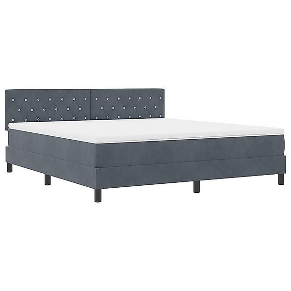 vidaXL Bett Boxspringbett mit Matratze Dunkelgrau Samt (1-tlg) günstig online kaufen