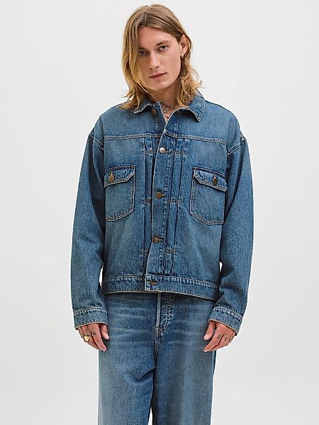 Jack & Jones Jeansjacke "JJIMILES JACKET SQ 439 NOOS" mit Fly-Away-Kragen günstig online kaufen