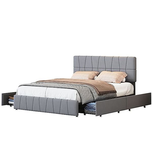 FUROKOY Polsterbett Doppelbett, Stauraumbett mit Kopfteil günstig online kaufen