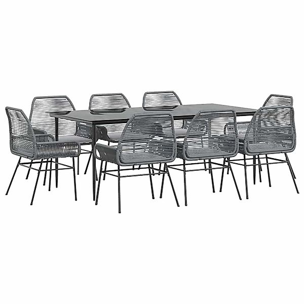 vidaXL 9-Tlg Garten-Essgruppe mit Kissen Grau Poly Rattan Glas 3334484 günstig online kaufen